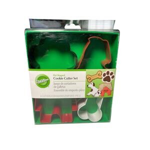 Wilton Pet Shaped Cookie Cutters Dog, Bone, Paw, Doghouse Set of 4